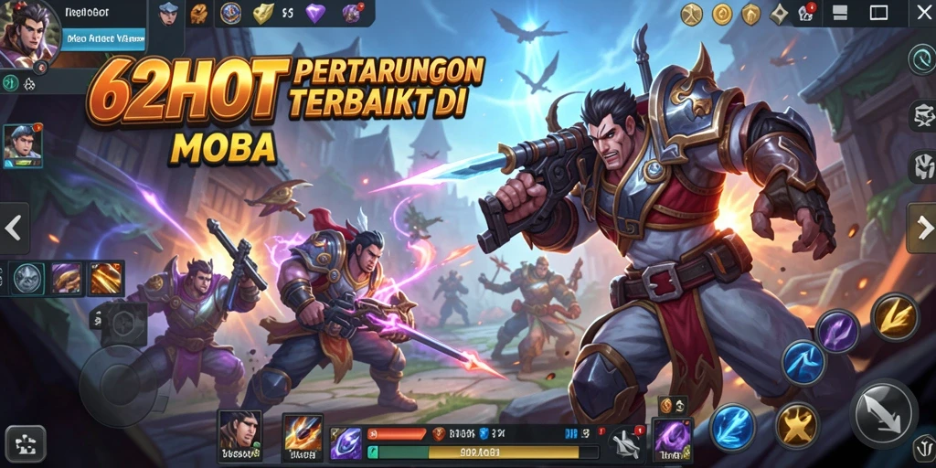 Tampilan gameplay seru dan strategi tim dalam 62HOT.