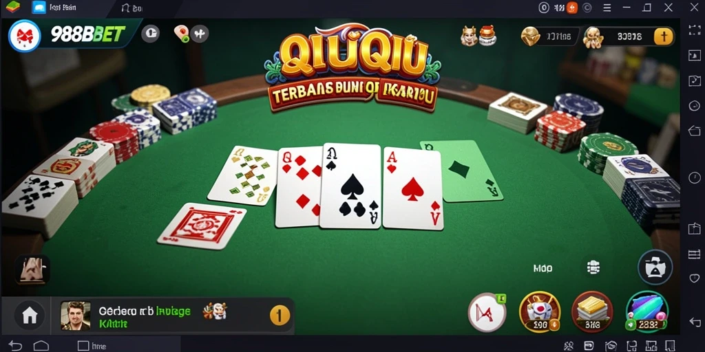 Tampilan grafis menarik dari gameplay QiuQiu di 988BET.