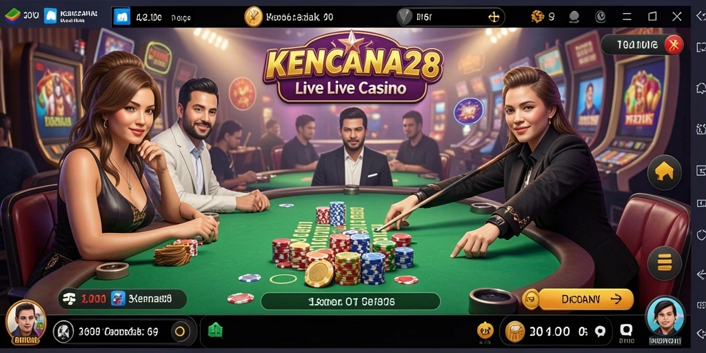 Tampilan gameplay seru di KENCANA28 dengan dealer live profesional.