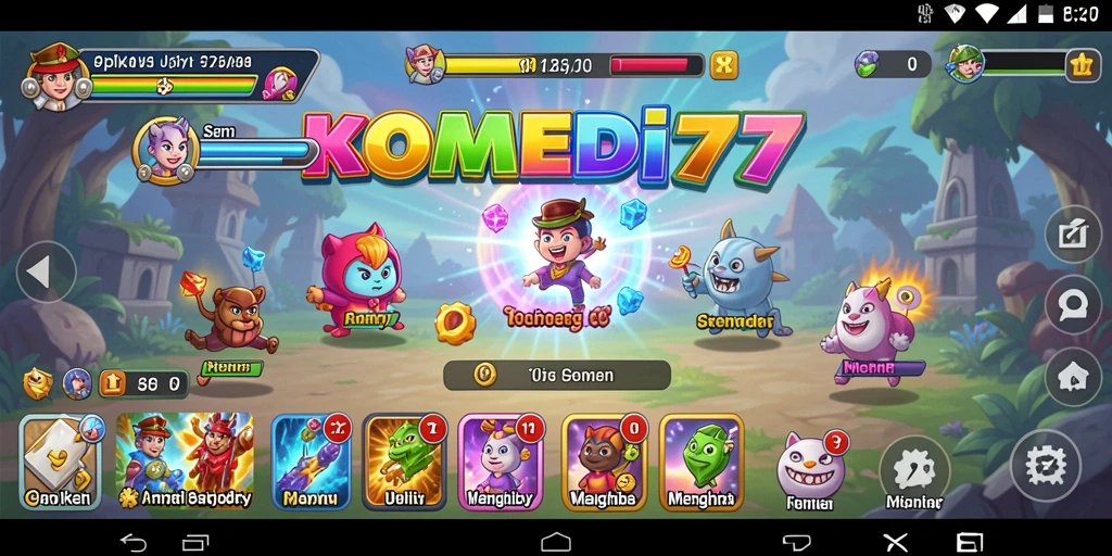 Tampilan menarik dari aplikasi KOMEDI77 dengan berbagai konten hiburan.