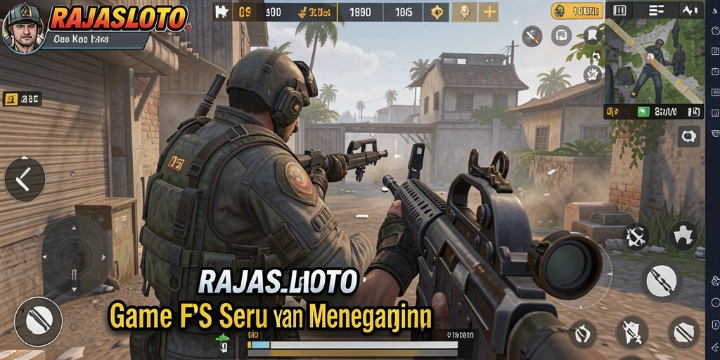 Screenshot RAJASLOTO menampilkan aksi intense dalam gameplay FPS.
