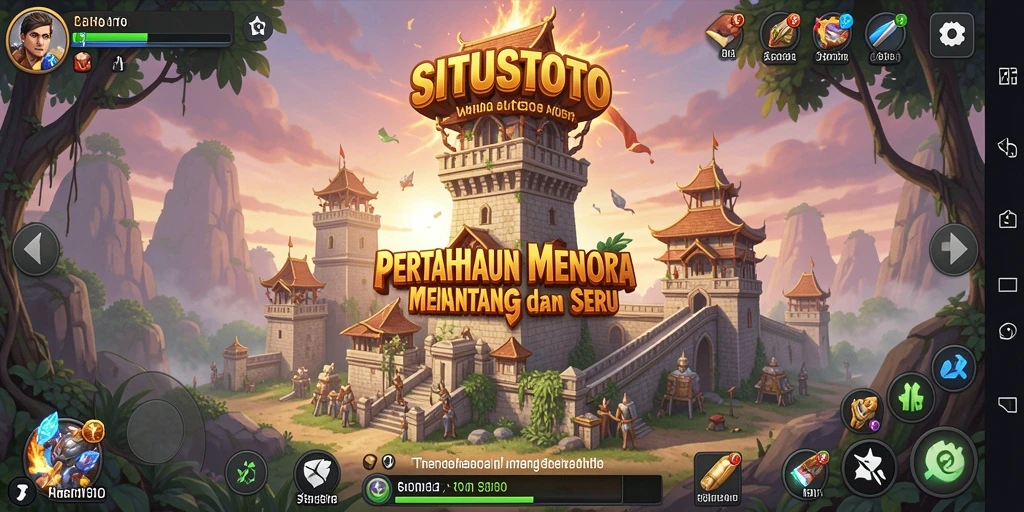 Tampilan gameplay SITUSTOTO dengan menara dan musuh yang beragam.