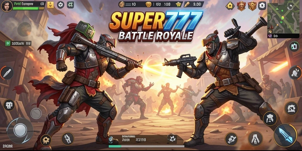 Tangkapan layar menunjukkan aksi seru dalam game Battle Royale.